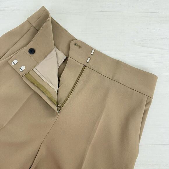 Theory Admiral Crepe High Waist Wide Leg Pants Size 4 Tan Neutral Office Preppy - Picture 7 of 16